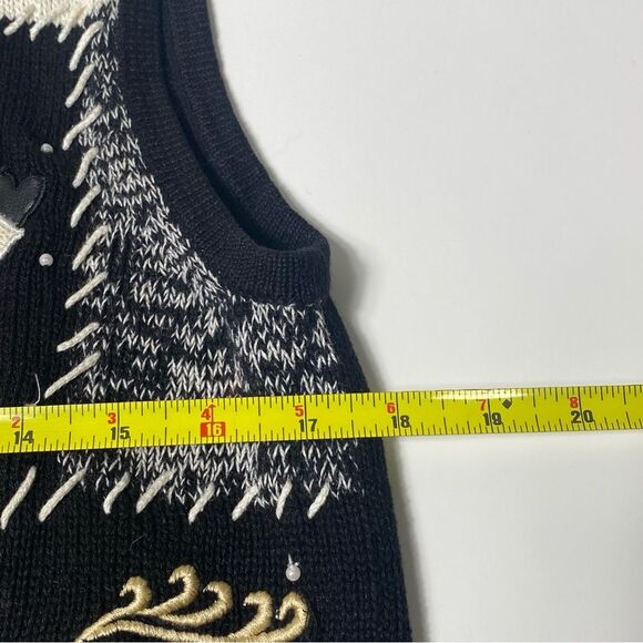 Vintage Erika Zipper Front Ramie/Cotton Christmas Sweater Vest Women's Size S - Picture 3 of 15